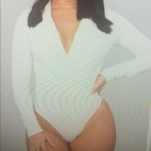 White collared body suit